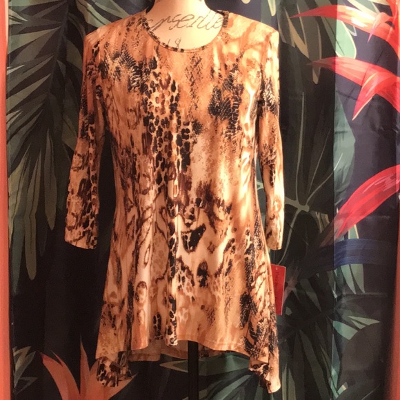 NWT! PATTI BROOKS DESIGNS BELLA SNAKESKIN PEEP SLEEVE TUNIC SMALL - Picture 6 of 8